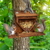 Maxbell Squirrel Feeder Box Funny Large Stable Feeding Station for Picnic Patio Yard