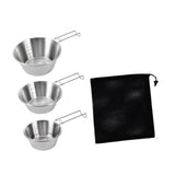 Maxbell 3Pcs Camping Bowls with Mesh Bag Compact Cups for Kitchen BBQ Outdoor Folding Handle