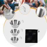 Maxbell 3Pcs Camping Bowls with Mesh Bag Compact Cups for Kitchen BBQ Outdoor Folding Handle