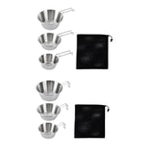 Maxbell 3Pcs Camping Bowls with Mesh Bag Compact Cups for Kitchen BBQ Outdoor Folding Handle
