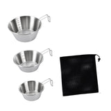 Maxbell 3Pcs Camping Bowls with Mesh Bag Compact Cups for Kitchen BBQ Outdoor Non Folding Handle