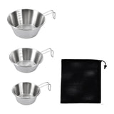 Maxbell 3Pcs Camping Bowls with Mesh Bag Compact Cups for Kitchen BBQ Outdoor Non Folding Handle