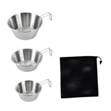 Maxbell 3Pcs Camping Bowls with Mesh Bag Compact Cups for Kitchen BBQ Outdoor Non Folding Handle