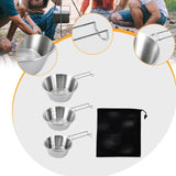 Maxbell 3Pcs Camping Bowls with Mesh Bag Compact Cups for Kitchen BBQ Outdoor Non Folding Handle