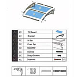 Maxbell Window Awning Versatile Decoration Door Canopy for Entrance Garage Household Clear