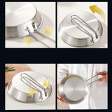 Maxbell Stainless Steel Camping Fry Pan Folding Handle Lightweight Portable Cookware 16cm
