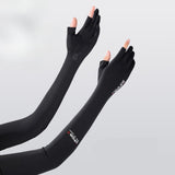Maxbell Adjustable Arm Sleeves with Gloves Long Arm Covers for Fishing Women Outdoor black