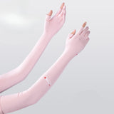 Maxbell Adjustable Arm Sleeves with Gloves Long Arm Covers for Fishing Women Outdoor pink