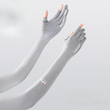 Maxbell Adjustable Arm Sleeves with Gloves Long Arm Covers for Fishing Women Outdoor gray