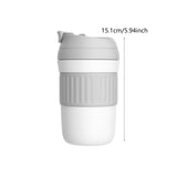 Maxbell Insulated Coffee Tumbler Stainless Steel 400ml for Gym Winter Outdoor Sports white