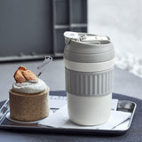 Maxbell Insulated Coffee Tumbler Stainless Steel 400ml for Gym Winter Outdoor Sports white