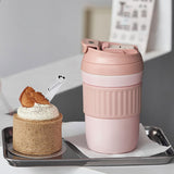 Maxbell Insulated Coffee Tumbler Stainless Steel 400ml for Gym Winter Outdoor Sports pink