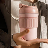 Maxbell Insulated Coffee Tumbler Stainless Steel 400ml for Gym Winter Outdoor Sports pink