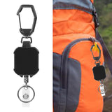 Maxbell ID Card Holder Keyring Portable ID Badge Key Reel for Hiking Travel Climbing black