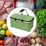 Maxbell Insulated Picnic Basket Folding Grocery Bag for Backpacking Barbecue Camping Green