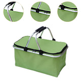 Maxbell Insulated Picnic Basket Folding Grocery Bag for Backpacking Barbecue Camping Green