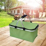 Maxbell Insulated Picnic Basket Folding Grocery Bag for Backpacking Barbecue Camping Green