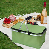 Maxbell Insulated Picnic Basket Folding Grocery Bag for Backpacking Barbecue Camping Green