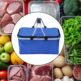Maxbell Insulated Picnic Basket Folding Grocery Bag for Backpacking Barbecue Camping Blue
