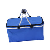 Maxbell Insulated Picnic Basket Folding Grocery Bag for Backpacking Barbecue Camping Blue