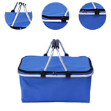 Maxbell Insulated Picnic Basket Folding Grocery Bag for Backpacking Barbecue Camping Blue