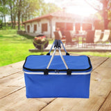 Maxbell Insulated Picnic Basket Folding Grocery Bag for Backpacking Barbecue Camping Blue