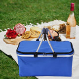 Maxbell Insulated Picnic Basket Folding Grocery Bag for Backpacking Barbecue Camping Blue