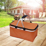 Maxbell Insulated Picnic Basket Folding Grocery Bag for Backpacking Barbecue Camping Orange