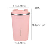 Maxbell Vacuum Insulated Tumbler 380ml Portable Leakproof Stainless Steel Travel Mug Pink