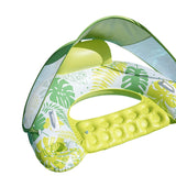 Maxbell Pool Float with Canopy with Cup Holder Compact Lounger for Lake Summer Beach green