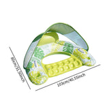 Maxbell Pool Float with Canopy with Cup Holder Compact Lounger for Lake Summer Beach green