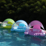 Maxbell Pool Float with Canopy with Cup Holder Compact Lounger for Lake Summer Beach green