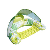 Maxbell Pool Float with Canopy with Cup Holder Compact Lounger for Lake Summer Beach green