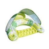 Maxbell Pool Float with Canopy with Cup Holder Compact Lounger for Lake Summer Beach green