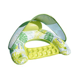 Maxbell Pool Float with Canopy with Cup Holder Compact Lounger for Lake Summer Beach green