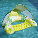 Maxbell Pool Float with Canopy with Cup Holder Compact Lounger for Lake Summer Beach green