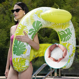Maxbell Pool Float with Canopy with Cup Holder Compact Lounger for Lake Summer Beach green