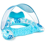 Maxbell Pool Float with Canopy with Cup Holder Compact Lounger for Lake Summer Beach blue