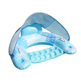 Maxbell Pool Float with Canopy with Cup Holder Compact Lounger for Lake Summer Beach blue