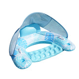 Maxbell Pool Float with Canopy with Cup Holder Compact Lounger for Lake Summer Beach blue