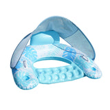 Maxbell Pool Float with Canopy with Cup Holder Compact Lounger for Lake Summer Beach blue