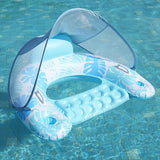 Maxbell Pool Float with Canopy with Cup Holder Compact Lounger for Lake Summer Beach blue