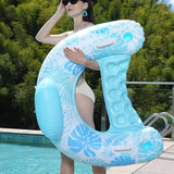 Maxbell Pool Float with Canopy with Cup Holder Compact Lounger for Lake Summer Beach blue