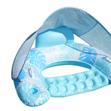 Maxbell Pool Float with Canopy with Cup Holder Compact Lounger for Lake Summer Beach blue