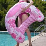 Maxbell Pool Float with Canopy with Cup Holder Compact Lounger for Lake Summer Beach pink