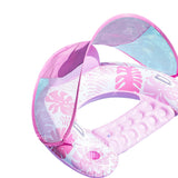 Maxbell Pool Float with Canopy with Cup Holder Compact Lounger for Lake Summer Beach pink