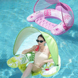 Maxbell Inflatable Pool Float with Large Canopy Float Bed for Water Funs Party Travel green