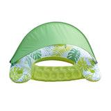 Maxbell Inflatable Pool Float with Large Canopy Float Bed for Water Funs Party Travel green