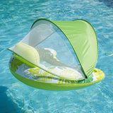 Maxbell Inflatable Pool Float with Large Canopy Float Bed for Water Funs Party Travel green