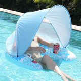 Maxbell Inflatable Pool Float with Large Canopy Float Bed for Water Funs Party Travel blue